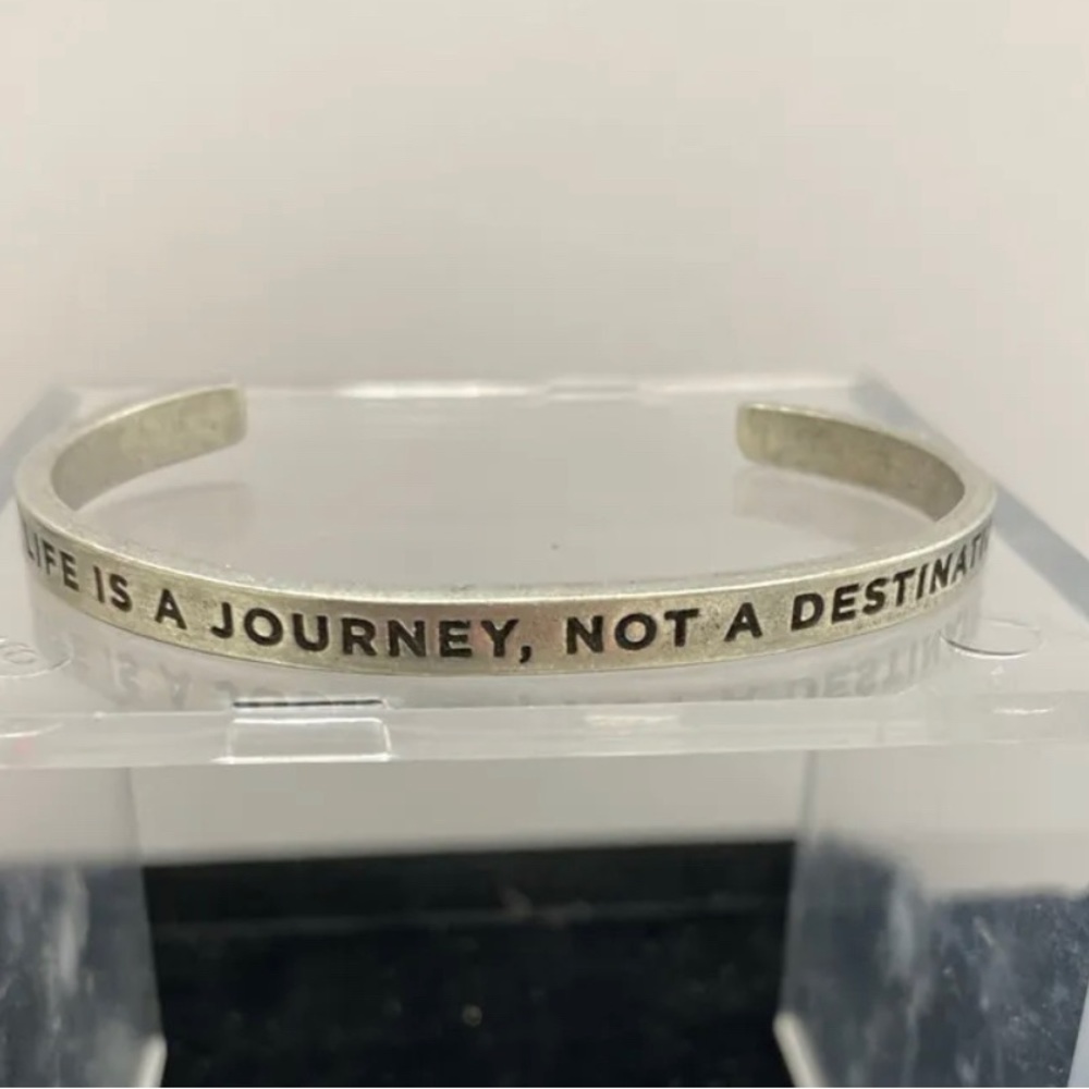Life Is A Journey Silver Cuff Bracelet | Inspirational Gift Motivational Jewelry